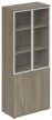  Шкаф высокий 800х400х1955 со стеклом , з.ст HDF  / WN.701.OD.OD.AL /  дуб темный, алюминиевая рамка, стекло прозрачное